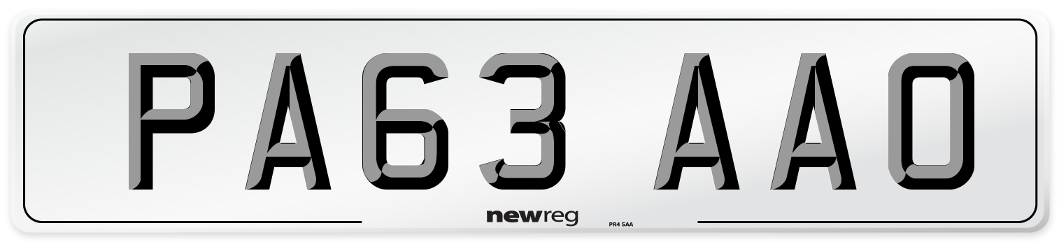 PA63 AAO Number Plate from New Reg